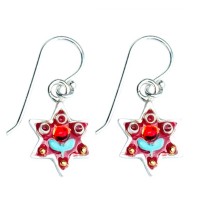 Flower Design Star of David Earrings